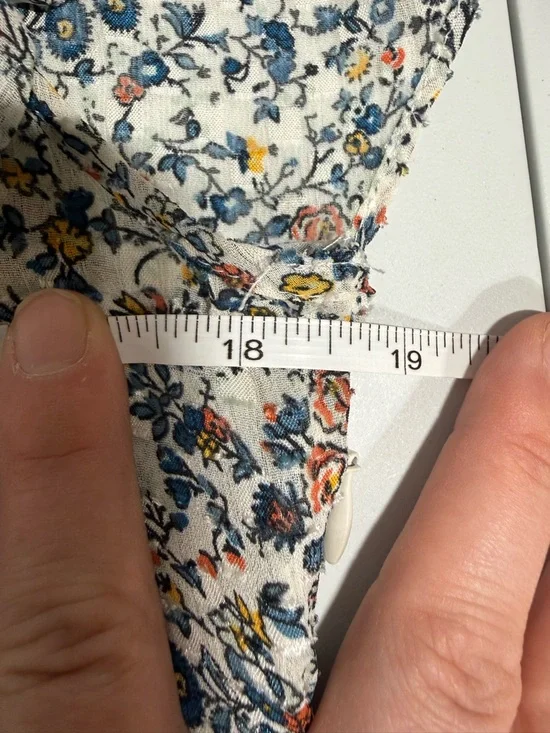 Madewell Floral Button Front Blouse Flutter Sleeve Cinched Back Top 6 - Picture 10 of 11